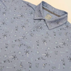 Callaway Opti Dri Polo Mens XLT Tall Blue Tropical Print Performance Golf - Picture 1 of 9