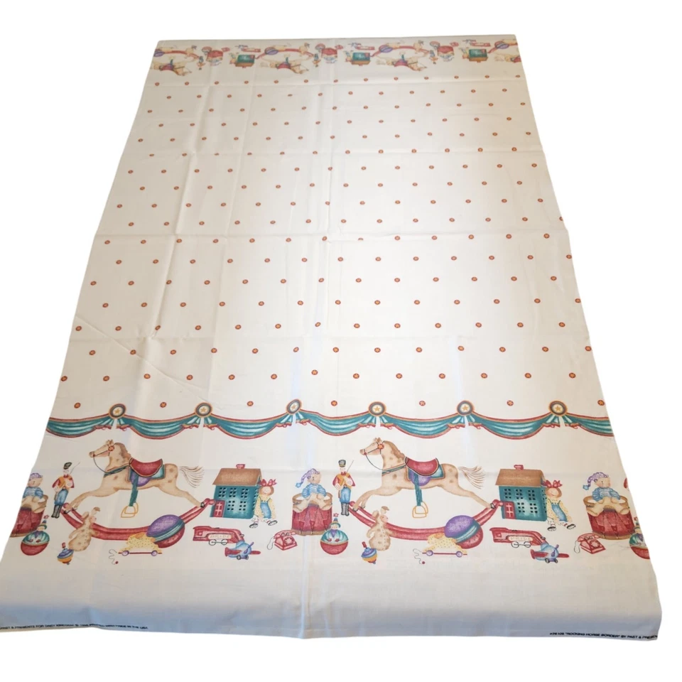 Cotton Fabric Rocking Horse Border Toys Daisy Kingdom 1988 Past & Present 26x45" - Image 1 of 4