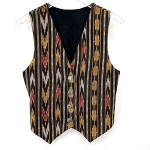 Vintage Southwestern Vest Womens Size S Boho Aztec Tapestry Western Cowgirl - Picture 1 of 7