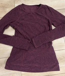 Lululemon Cypress Kiss Long Sleeve Heathered Star Ruby / Black Size 6 Great! - Picture 1 of 4