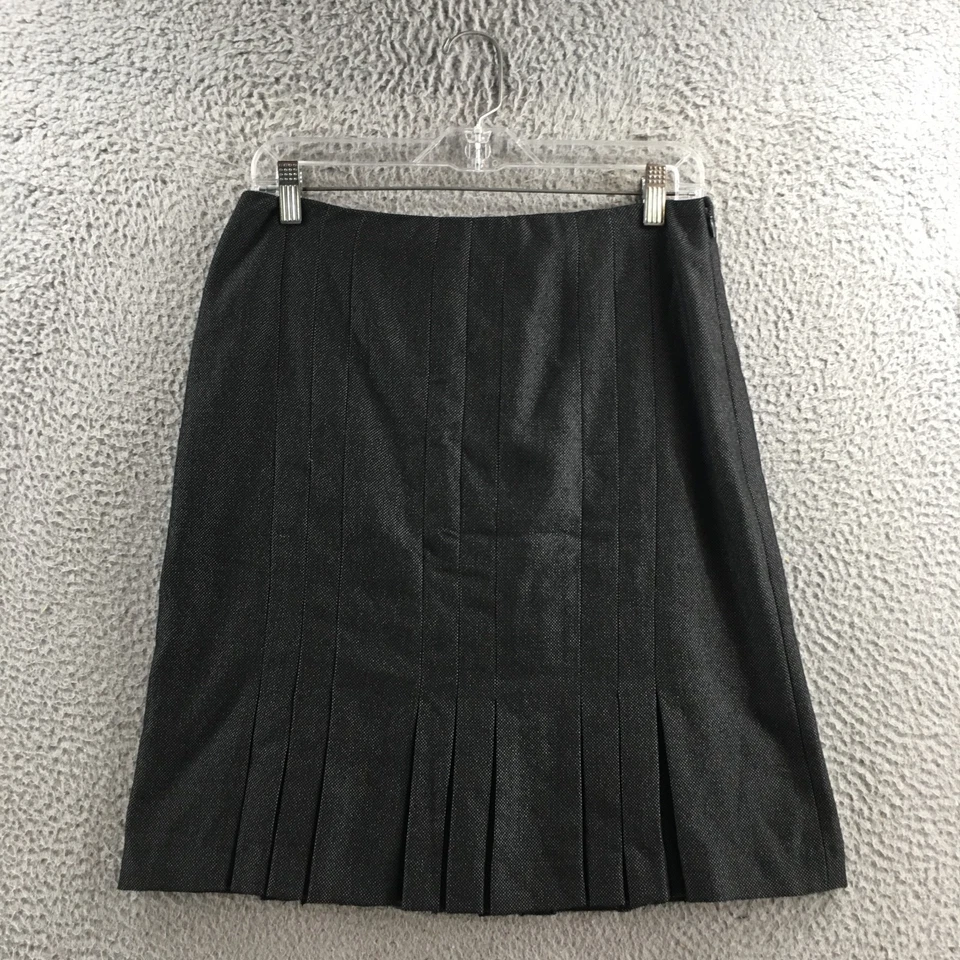 Falda plisada hasta la rodilla Anne Klein para mujer 4 lunares negros informal cremallera lateral Foto 1 de 4