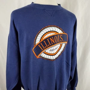 University of Illinois Illini Sweatshirt Herren XL Poly Baumwolle blau bestickt - Bild 1 von 7