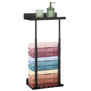 Towel Rack Wall Mounted, Bath Towel Racks with Shelf, Bathroom Towel Storage can - Picture 1 of 5