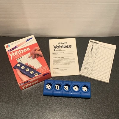 Vintage Travel Yahtzee Game 1986 Milton Bradley Complete Original Box COMPLETE - Image 1 of 4