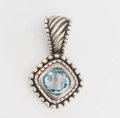 Pendente In Topazio Blu Sfaccettato In Argento Sterling 925 Di Flli Menegatti - Immagine 1 di 3