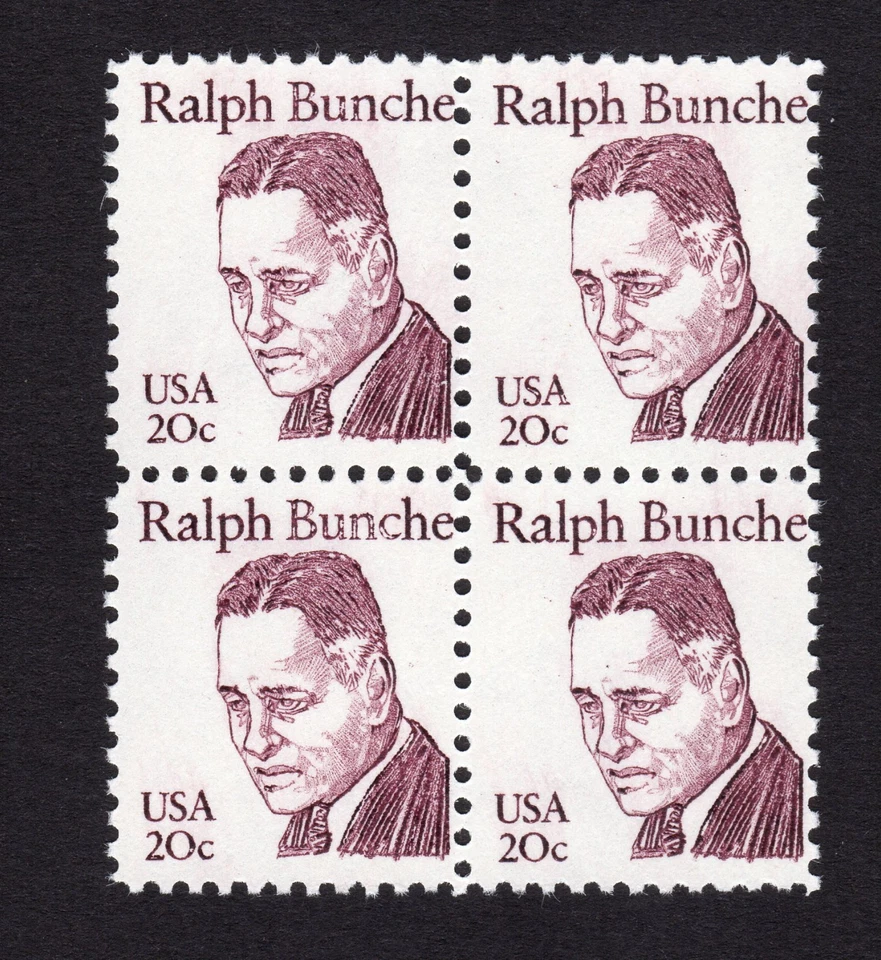 Scott #1860 Ralph Bunche Block of 4 Stamps - MNH - Image 1 of 1