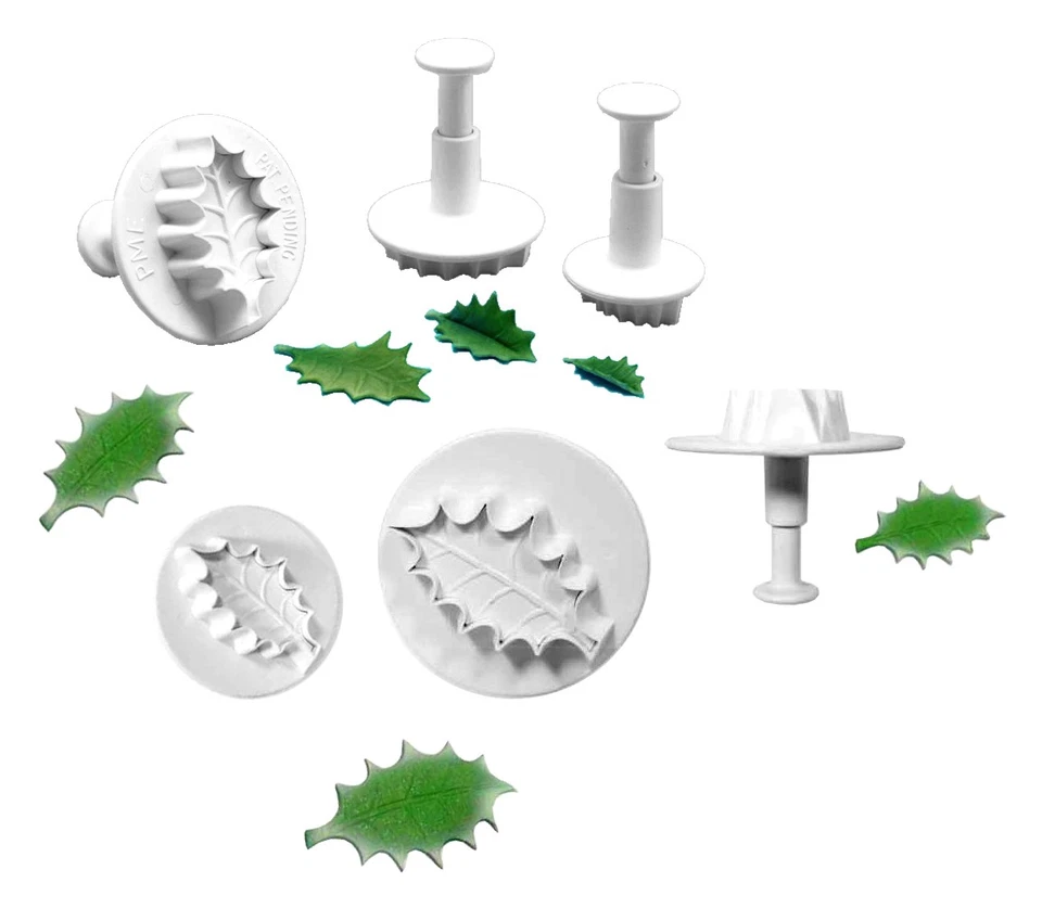 PME VEINED HOLLY LEAF Sugarpaste Icing Plunger Cutter for Cake Decorating Craft - Image 1 of 1