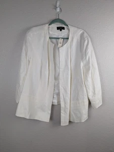 Talbots Blazer Womens 22W White Linen Open Front Lightweight Lined Jacket NWT - Picture 1 of 8