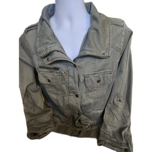 Style&Co Women's Outerwear Jacket Cotton Army Olive Green Snap & Zip-UP 16W #8 - Picture 1 of 16