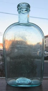 Sparkling Blue Aqua CCW Anchor Base Embossed Strap Side Pint Whiskey Flask - Picture 1 of 9