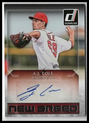 A.J. Cole 2016 Donruss New Breed Autographs #NB-AC AU Washington Nationals - Image 1 of 2
