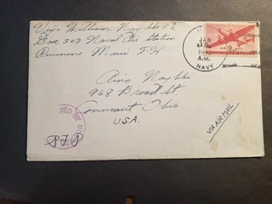 PUUNENE Naval Air Station, MAUI, HAWAII 1943 Censored WWII Cover Sailor's Mail - Picture 1 of 2