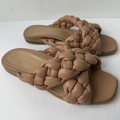 Vionic Braided Cross Strap Slides Kalina Macaroon Tan Sandals Size 9 - Image 1 of 4