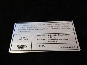 1970 FORD GALAXIE LTD XL CUSTOM 500 COUNTRY SQUIRE 302 EMISSIONS DECAL D0OE-D - Picture 1 of 1