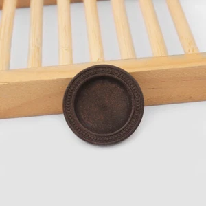 10 pezzi legno 20 mm tondo vassoio vuoto lunetta cammeo cabochon base impostazioni gioielli fai da te - Foto 1 di 4