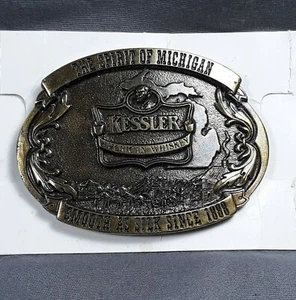 1993 Kessler American Whiskey Spirit of Michigan MI Brass Belt Buckle - Picture 1 of 1