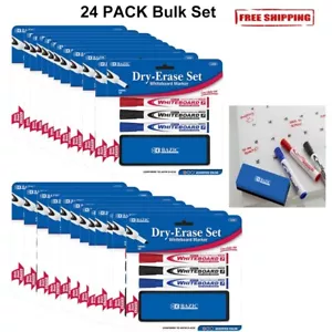 24 STCK. Keilspitze sortiert 3 Farben trocken abwischbarer Marker mit Radierer Großhandel Großpackung Set - Bild 1 von 4