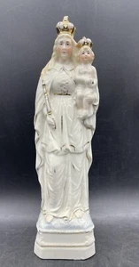 Antique BRUSSELS Porcelain Madonna Child Religious Christian Figurine Statue - Picture 1 of 7