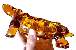 Vintage LG Wright Orange Amber TURTLE/TORTOISE CANDY DISH w/o Lid 10”x3”x6” NICE - Picture 1 of 10