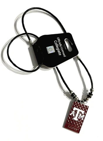TEXAS A&M Aggies NCAA Diamond Plate Pendant Rope Necklace NEW TAG Cover