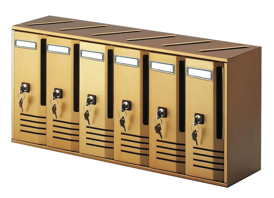 CASSETTA POSTALE  CASSETTIERA 6 POSTI SERIE 'CUBO' ALUBOX BRONZO cm 62x17,5x30H - Immagine 1 di 1