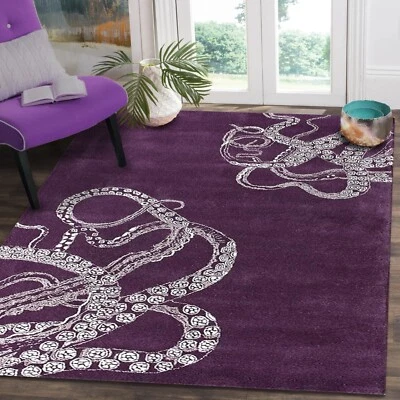 Cowboys Octopus New purple Handmade Tufted Woolen Area Rugs Perfect for Any Room - Image 1 of 4