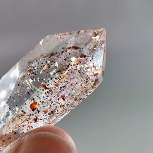Moving Bubble! RARE Iridescent Harlequin Rainbow Hematite Phantom Quartz Enhydro - Picture 1 of 10