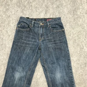 Hawk Jeans Youth Size 12 Straight Leg Button Elastic Adjustable Waist Denim Blue - Picture 1 of 12