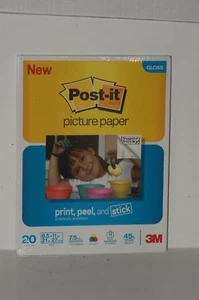 3M POST IT Picture Paper Gloss Print Peel and Stick 20 sheets 8.5 x 11 inches - Picture 1 of 1