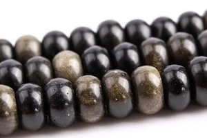 Cuentas sueltas rondelle de obsidiana dorada natural grado A 6x4MM 8x5MM - Imagen 1 de 8