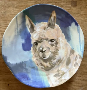 Anthropologie Winter Lama Dessert Plate Lauren Carlson Walcott NIB Sold Out - Picture 1 of 4
