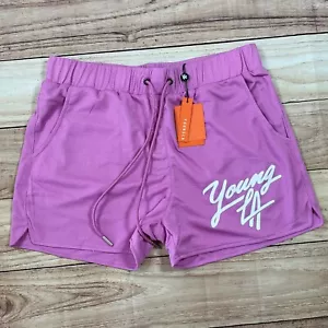 Pantalones Cortos YoungLA 104 Legacy Para Hombre Nuevos con Etiquetas - Bolsillos de Malla Púrpura Brillante Talla XXL - Imagen 1 de 8