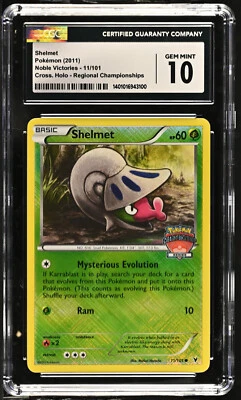 CGC 10 Shelmet 11/101 Noble Victories Crosshatch Holo Regional Pokemon Card - Image 1 of 2