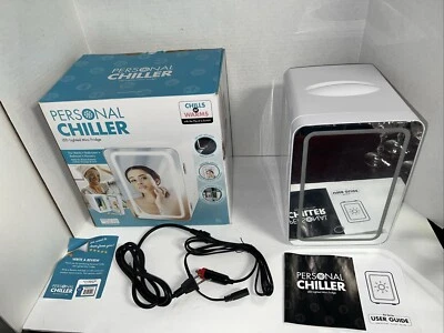 Personal Chiller LED Lighted Mini Fridge with Mirror Door Chill  Warm White NEW - Image 1 of 4