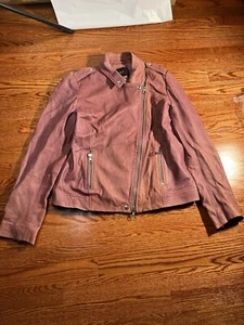 SET URBAN DELUXE Pink Leather Short Moto Jacket Women's Size 12 - Picture 1 of 10