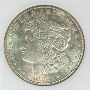 1921-S MORGAN SILBER DOLLAR ~ ANACS MS 62 ~ SCHÖNE MÜNZE ~ IN ALTEM SEIFENKISTENHALTER - Bild 1 von 4
