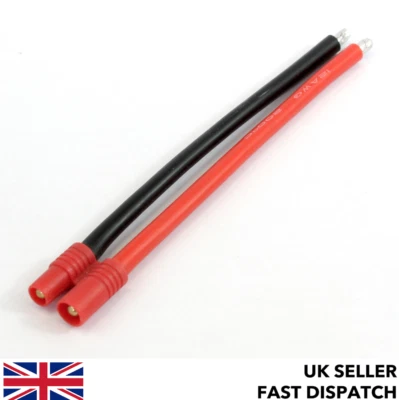 Male HXT 3.5mm bullet connector pigtail/cable 100mm 12 AWG silicone wire RC Syma - Image 1 of 3