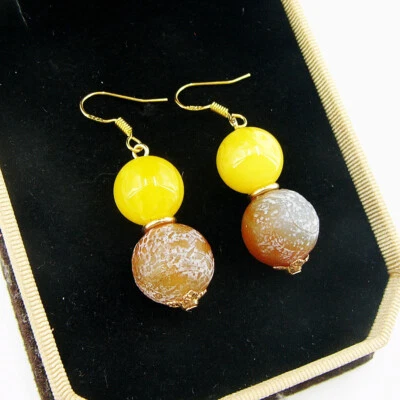 OPERHAUS Bernstein & Karneol Ohrringe Ohrhänger earrings 925 Silber Damen A093 - Bild 1 von 3