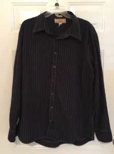 BKE CONTOUR FIT MENS BUTTON UP LS SHIRT SZ XXL BLACK/GRAY STRIPED - Picture 1 of 9