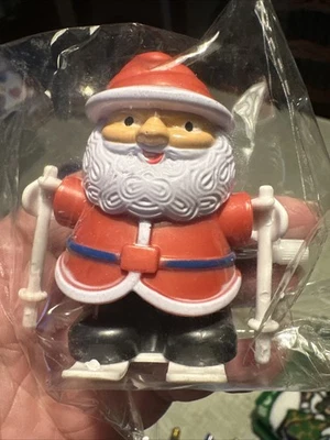 "Juguete de cuerda de plástico para esquí de Papá Noel 3"" nuevo en paquete" Foto 1 de 4