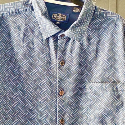 Nat Nast Luxury Original Men’s XL 70% Silk 30% Cotton Short Sleeve Button Front - Image 1 of 4