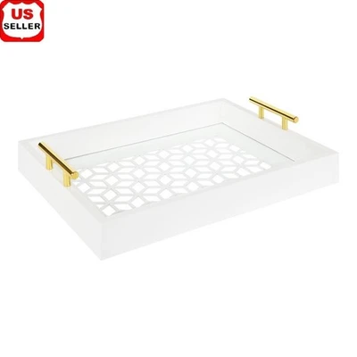 Bandeja decorativa con patrón recortado con asas doradas organización de servicio en el hogar nueva Foto 1 de 4
