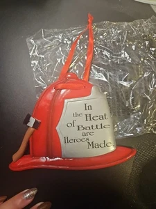 Firefighter Fireman Hero Helmet Decorative Or Tree Ornament Red Wall Art Plaque - Picture 1 of 8