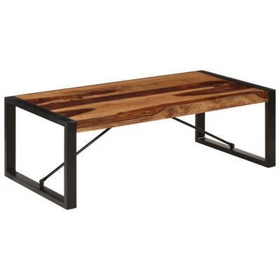 Coffee Table Brown Solid Acacia wood, Powder-Coated Steel - Image 1 of 4