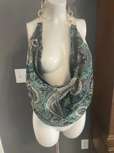 Vtg Y2K Chinese Laundry Paisley Slouch Purse Shoulder Bag Fabric Chain - Picture 1 of 6