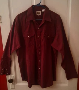Ely Cattleman - Maroon Western Shirt Pearl Snaps -Size XL - Picture 1 of 3