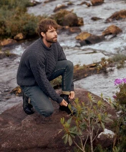 Aran Irish Men's Merino Wool Sweater Cable Knit Traditional Fisherman Pullover - Picture 1 of 13