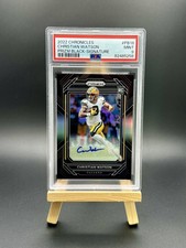 2022 Chronicles #PB18 Prizm Black Silver Signature Auto Christian Watson PSA 9