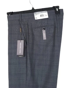 Michael Kors Men's Classic-Fit Stretch Wool Suit Pants Grey Blue Plaid 42x32 NWT - Picture 1 of 6
