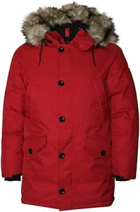 POLO RALPH LAUREN Down Parka jacket winter Faux Fur Trim hooded red XL - Picture 1 of 15
